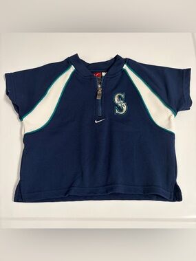 Vintage Nike Team MLB Seattle mariners zip top kids size 3T blue jersey cropped